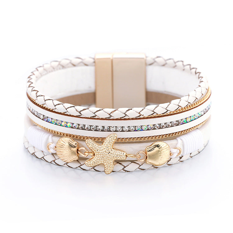 Wholesale Ethnic Style Holiday Style Small Starfish Inlaid with Colorful Diamond Bracelets